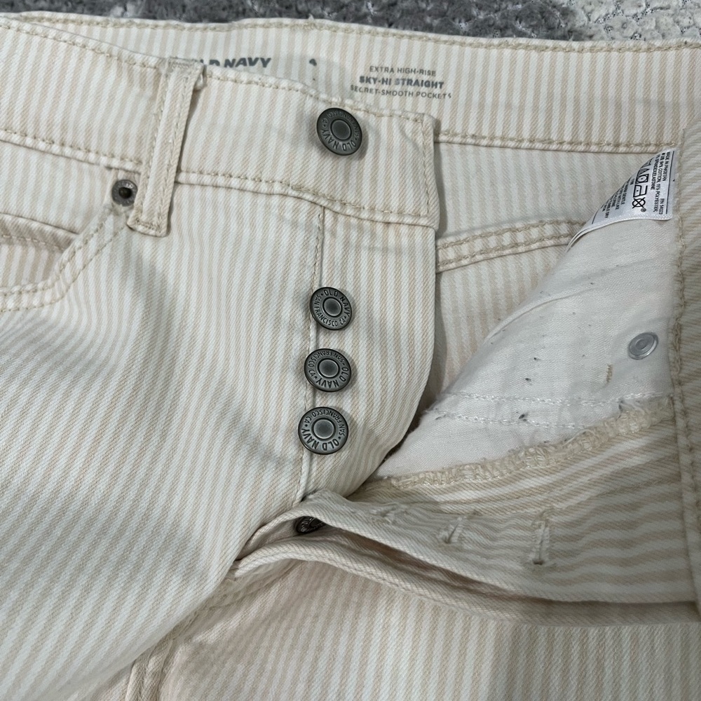 Old Navy Cream Striped Button-Fly Pants